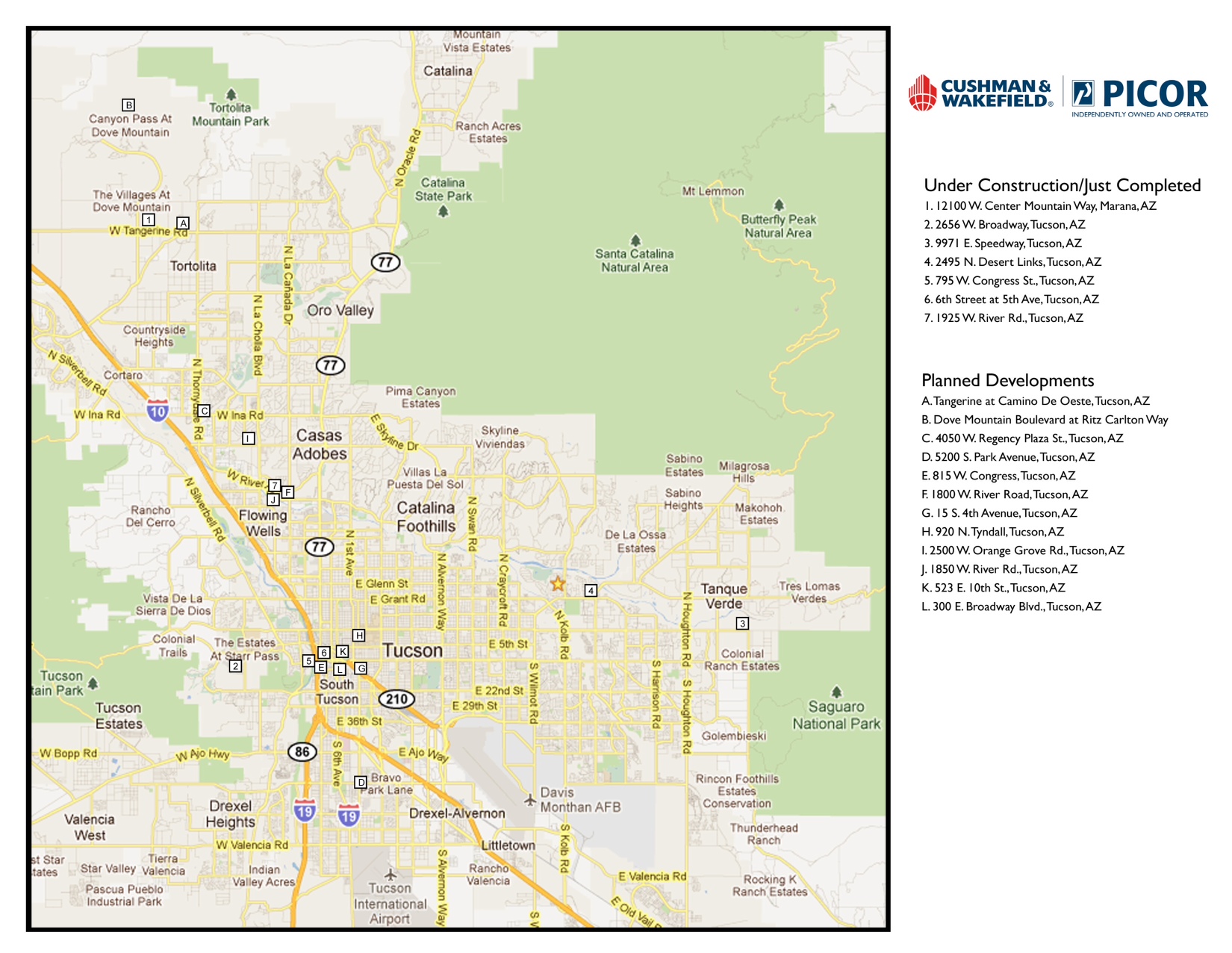 Tucson Map2 Tucson Apartment Construction